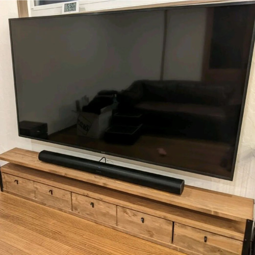 【直接引取り限定 綾瀬市】 TOSHIBA 有機ELテレビ 脚なし W200㎝☆引き出し5個付☆脚なしタイプ☆ダークウォルナット☆ワイド