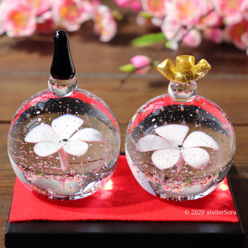 ガラスのお雛様 水中花-white-」【箱付き】泡 ひな人形 おひな様