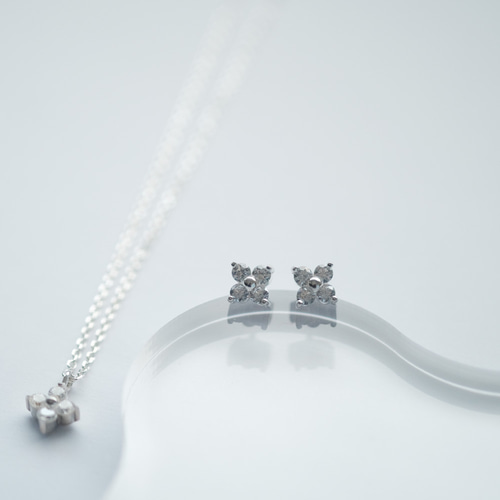 フラワー パール シルバー ピアス ネックレス 2点セット