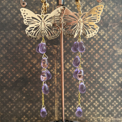 蝶と藤の花 イヤリング 2枚目の画像