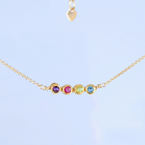 横ver.選べる【4人みんなの誕生石】14KGF/SV925と天然石の