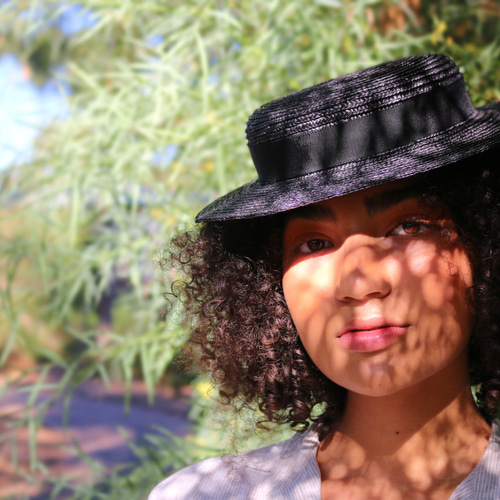 即納商品＞黒麦わら素材のヘッドピースブラックヴィヴィアン Black