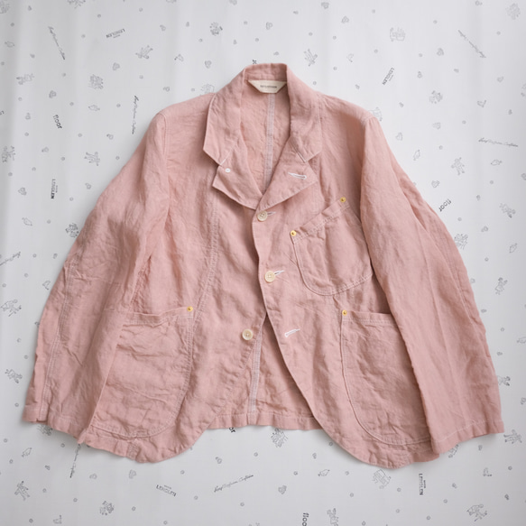 linen jacket　pink gray 第4張的照片