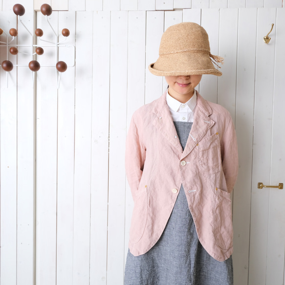 linen jacket　pink gray 第1張的照片