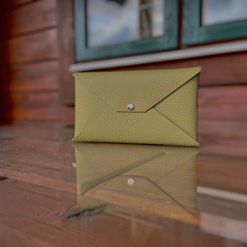 ✉マスクサイズのレザー・ポーチ✉【牛革 ITA 抹茶色系】 その他バッグ