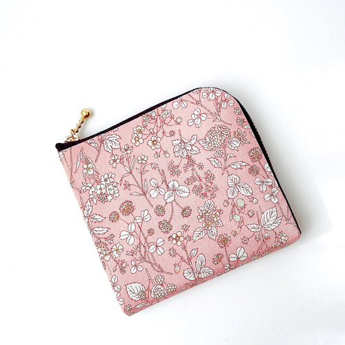 コンパクト L字ファスナー ミニ財布 花柄 ピンク ルシアン