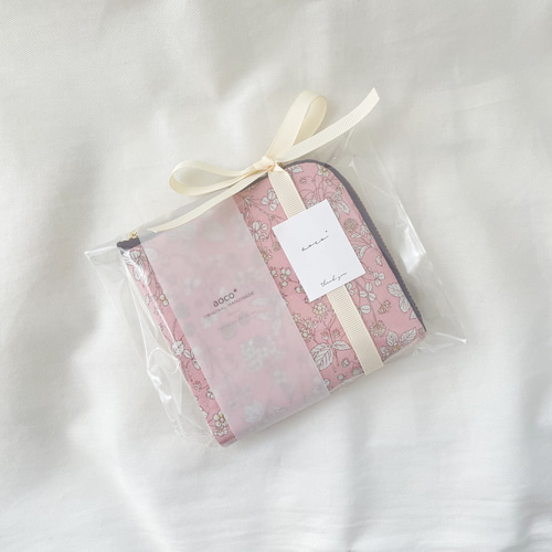 コンパクト L字ファスナー ミニ財布 花柄 ピンク ルシアンメモアール