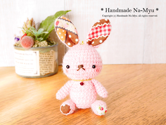 ★即日発送★fabric&wool★ ウサギちゃん（桜）約10cm／Mサイズ 1枚目の画像