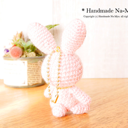 ★即日発送★fabric&wool★ ウサギちゃん（桜）約10cm／Mサイズ 3枚目の画像