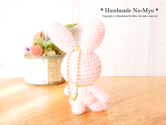 ★即日発送★fabric&wool★ ウサギちゃん（桜）約10cm／Mサイズ 3枚目の画像