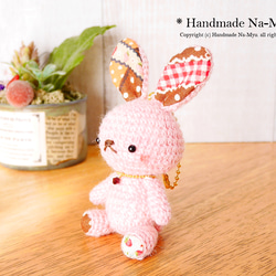 ★即日発送★fabric&wool★ ウサギちゃん（桜）約10cm／Mサイズ 2枚目の画像