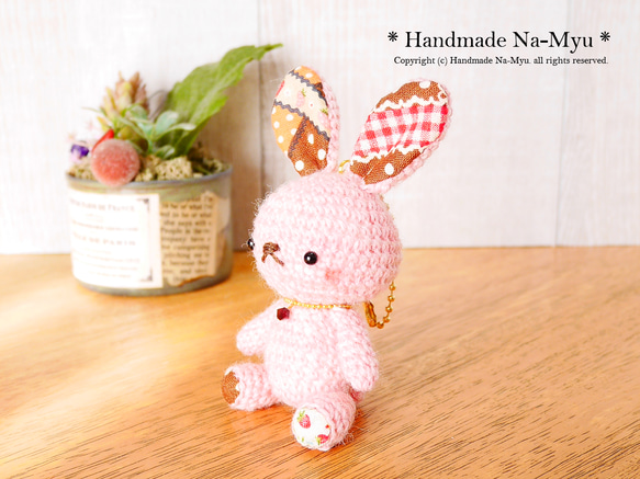 ★即日発送★fabric&wool★ ウサギちゃん（桜）約10cm／Mサイズ 2枚目の画像