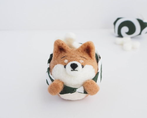 受注製作】まゆ柴犬が旅に出ます。(赤柴・黒柴・白柴) 羊毛フェルト