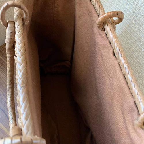 山葡萄 手作り 籠バッグ 内布あり 小粒花編み - かごバッグ/ストローバッグ