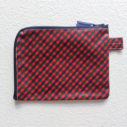 仕切付きA６　L字ファスナークリアポーチ　ファミリアチェック♡　 3枚目の画像