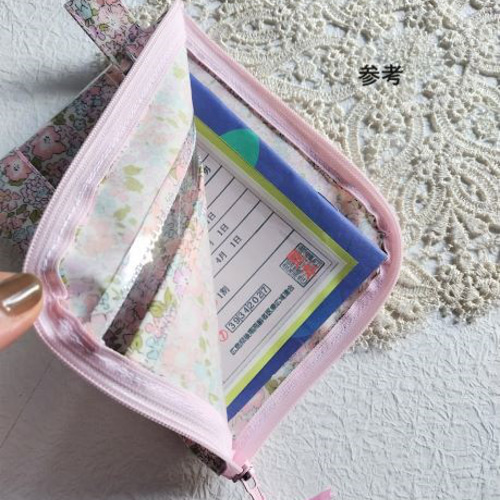 仕切付きA6 L字ファスナークリアポーチ ファミリアチェック