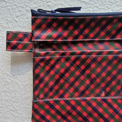 仕切付きA６　L字ファスナークリアポーチ　ファミリアチェック♡　 2枚目の画像