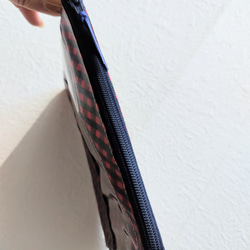 仕切付きA６　L字ファスナークリアポーチ　ファミリアチェック♡　 5枚目の画像