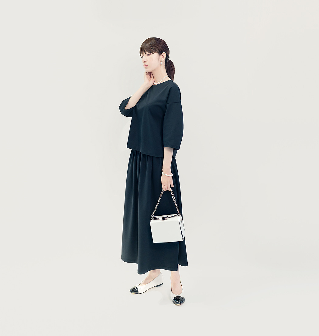 5色 楽なのにきちんと見える フォーマルOK 上質カットソー スカート ●CORALIE-SK●