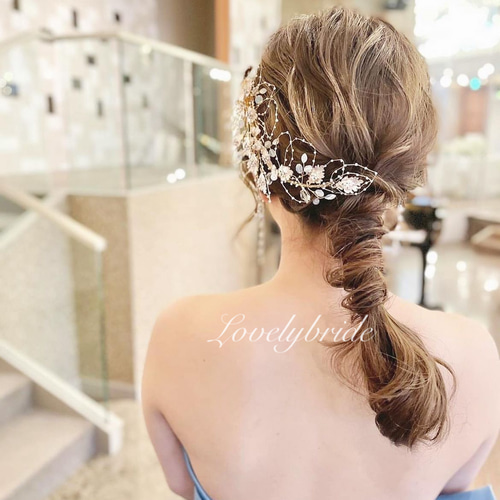 ヘッドドレス ブライダル ヘアアクセサリー 髪飾り バックカチューシャ