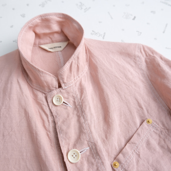 linen atelier coat　pink gray 第9張的照片