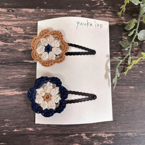 お花に願いを込めて♡パッチンピン 花モチーフのパッチンピン 2色セット❁⃘*.ﾟ2種類 ヘアピン yuuka iro