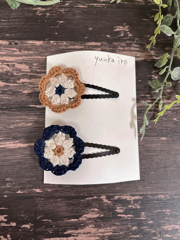 花モチーフのパッチンピン 2色セット❁⃘*.ﾟ2種類 ヘアピン yuuka iro