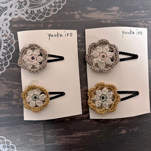 花モチーフのパッチンピン 2色セット❁⃘*.ﾟ2種類 ヘアピン yuuka iro