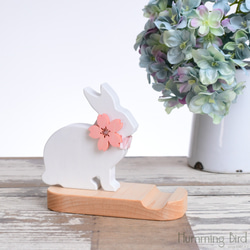 桜カラーのウサギ・スマホスタンド 15枚目の画像