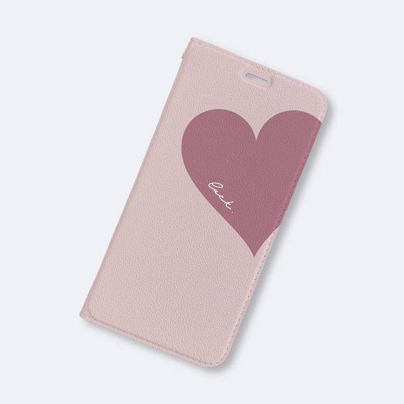 Big Heart♡桜色　手帳型ケース　スマホケース　iPhoneケース　ピンク　モーヴピンク 2枚目の画像