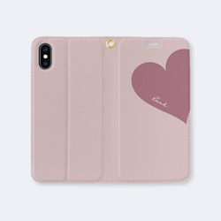 Big Heart♡桜色　手帳型ケース　スマホケース　iPhoneケース　ピンク　モーヴピンク 7枚目の画像