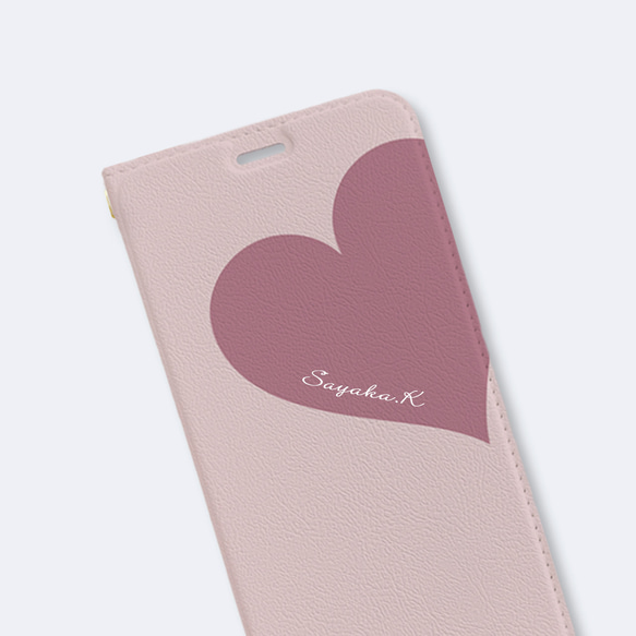 Big Heart♡桜色　手帳型ケース　スマホケース　iPhoneケース　ピンク　モーヴピンク 5枚目の画像