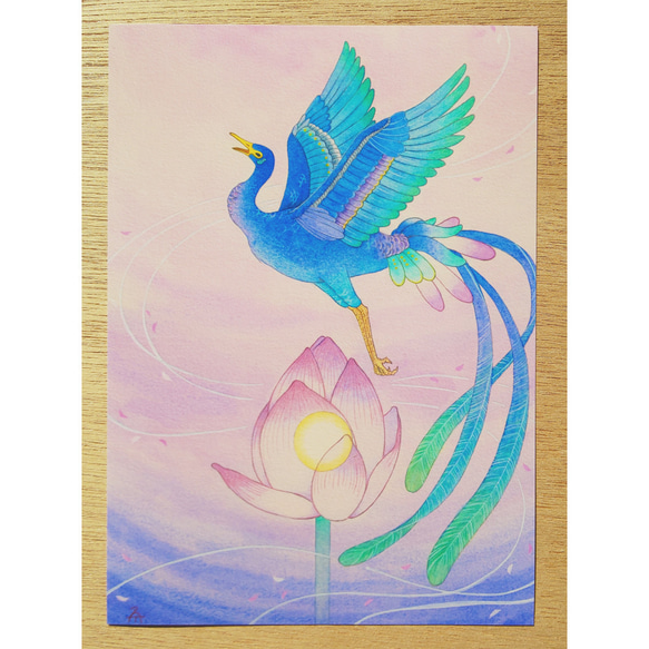 2Lサイズ：青鸞：絹目写真 絵画 梅和えみ 通販 8653069｜Creema