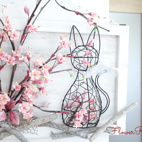 超激安 パンフラワー/パン粘土/桜】さくらtoねこ ～八重桜のパン 絵画