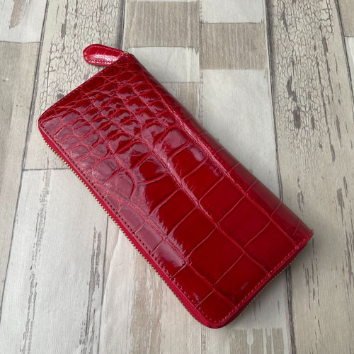 クロコダイル 財布 レッド No4027 シャイニングクロコ メンズ