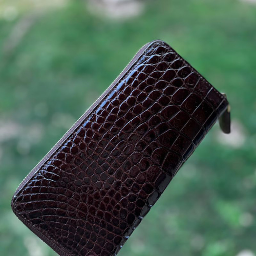 美品 定価58万 クロコダイル リアルレザー 本側 穿孔あり ブラウン系 楽天市場】クロコダイル ラウンドファスナー 長財布 1枚革
