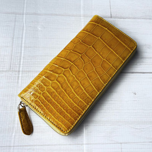 クロコダイル 財布 イエロー No1005 シャイニングクロコ