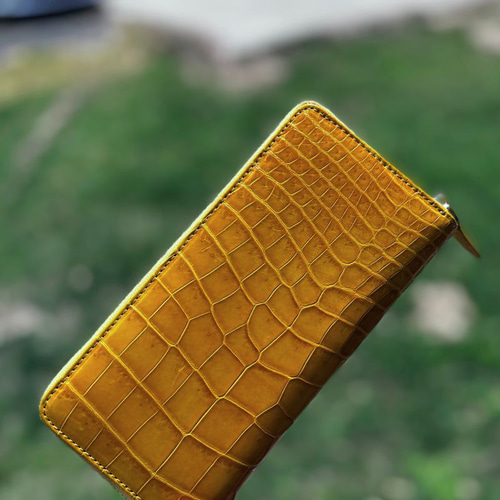 クロコダイル 財布 イエロー No1005 シャイニングクロコ