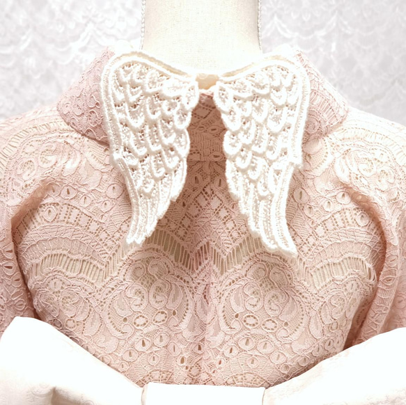 天使の羽衿 衣紋に羽が生える半襟 アンティーク 1枚目の画像