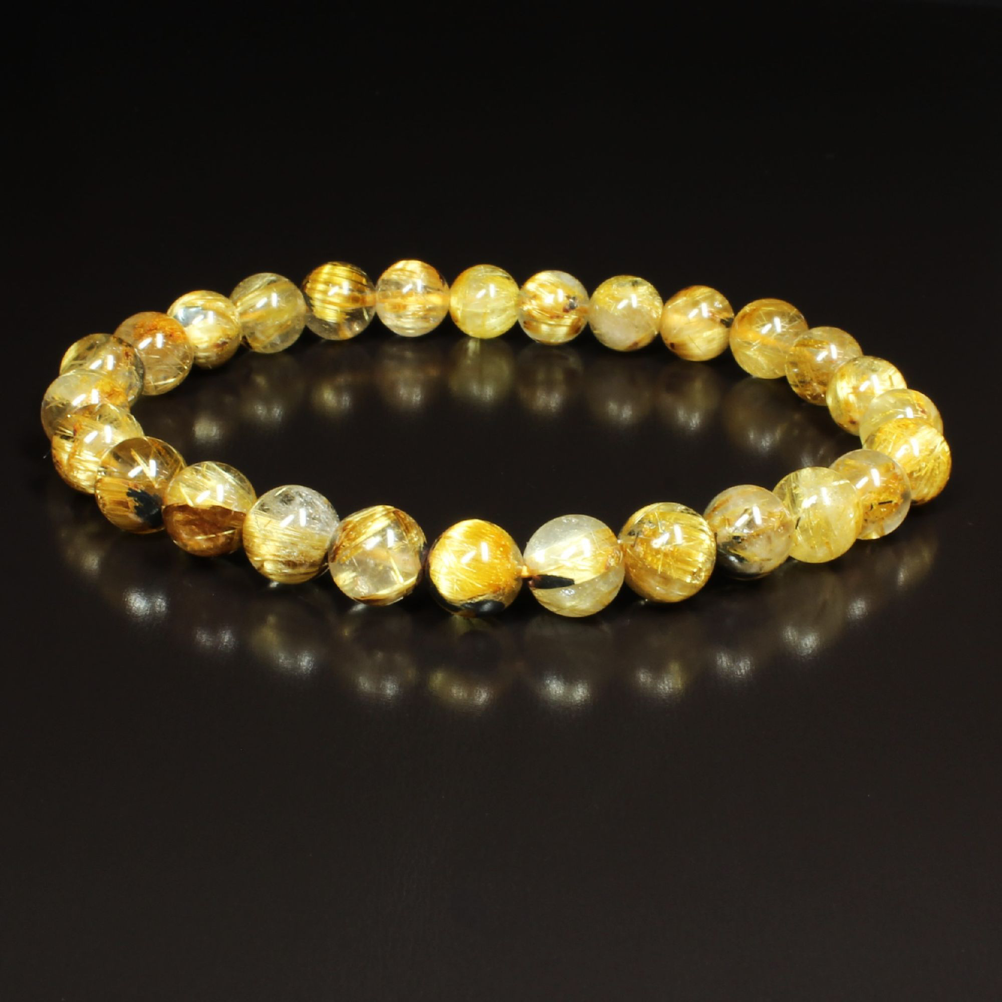 【存在感がハンパない】一点物 ７－８ミリ 太陽放射タイチンルチルブレスレット ＴＨＲ２９ ギフトセット 作品動画あり 39,000円