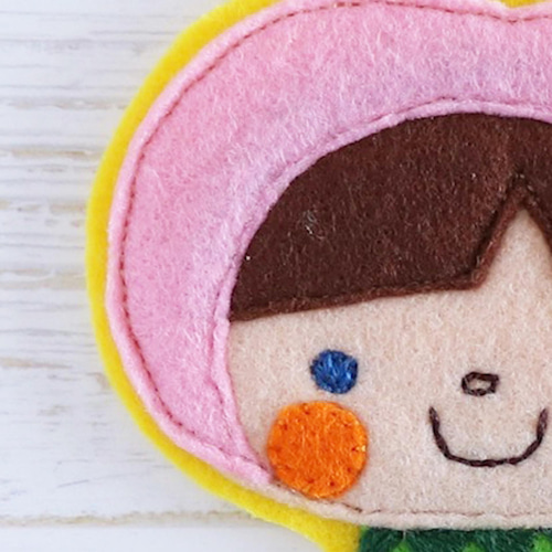 入園・入学準備に＊桃ちゃんの大きいフェルトワッペン 名入れ