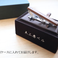 木製カフスボタン【Line】/ メープル×ピンクアイボリー 3枚目の画像