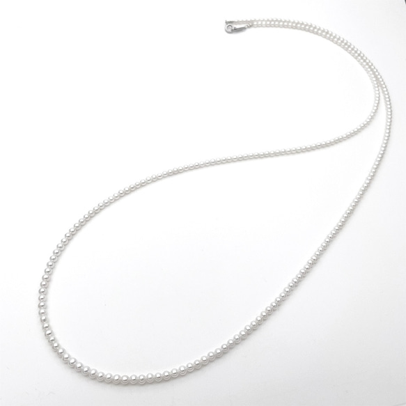 ラウンド本真珠ロングネックレス 3mm ベビーパール 極小粒 80cm 卒園卒業入学結婚 ウエディング 90,120cm 1枚目の画像
