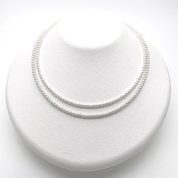 ラウンド本真珠ロングネックレス 3mm ベビーパール 極小粒 80cm 卒園卒業入学結婚 ウエディング 90,120cm 2枚目の画像