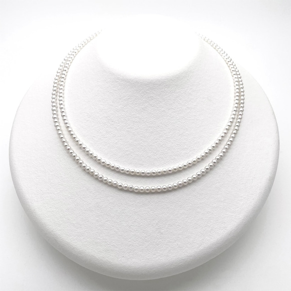 ラウンド本真珠ロングネックレス 3mm ベビーパール 極小粒 80cm 卒園卒業入学結婚 ウエディング 90,120cm 2枚目の画像