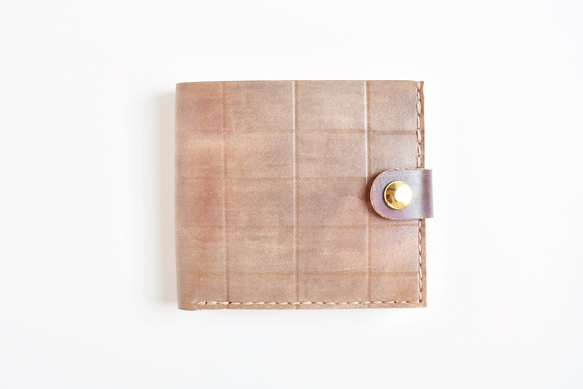 手工染色皮革錢包“巧克力No.37（雙折錢包）” 第1張的照片