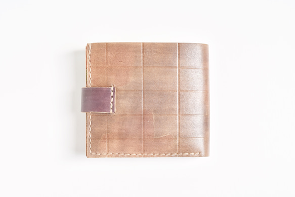 手工染色皮革錢包“巧克力No.37（雙折錢包）” 第5張的照片