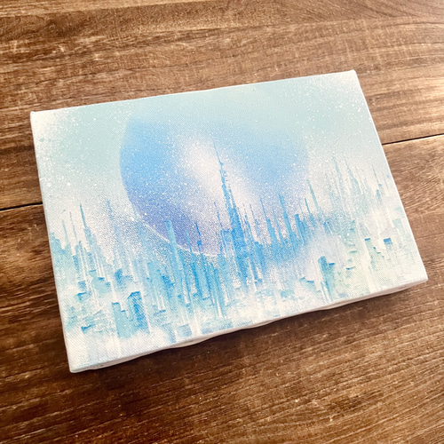 Where nobody knows 誰も知らない場所」青 絵画 キャンバス 風景