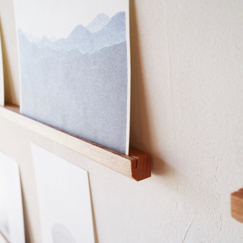 ポストカードラック/ ポスレイト4本セット(ビーチ無垢材) フォト