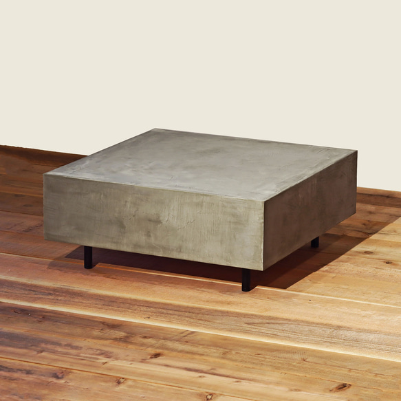 70cm角｜ボックステーブル｜ソファテーブル｜薄塗りモルタル｜センターテーブル 70cm角｜ボックステーブル｜ソファテーブル｜薄塗りモルタル｜センター